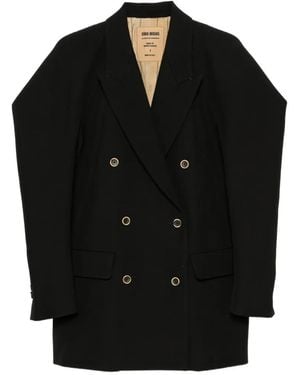 Uma Wang Kobbl Double-Breasted Sculptural-Sleeve Jacket - Black