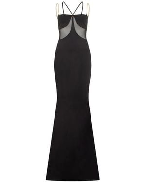 Roberto Cavalli Mesh-Panel Chain-Link Dress - Black
