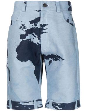 Stain Shade Abstract-Print Bermuda Shorts - Blue