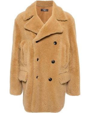 Amiri Double-Breasted Shearling Coat - Natural