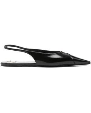Saint Laurent Babylone Slingback Pointed-Toe Flats - Black