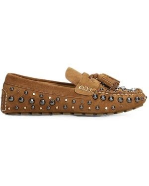 strategia shoes Mykonos Studded Tassel Loafers - Brown