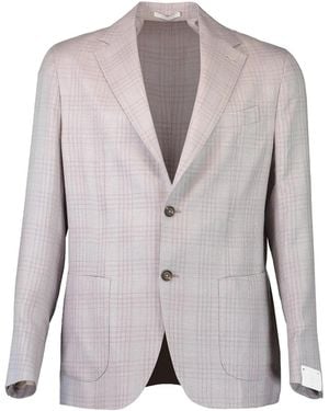 Eleventy Single-Breasted Checked Blazer - Grey
