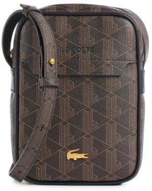 Lacoste Monogram-Print Messenger Bag - Grey