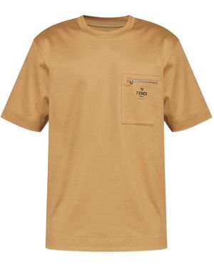 Fendi T-Shirt Met Ritszak - Wit