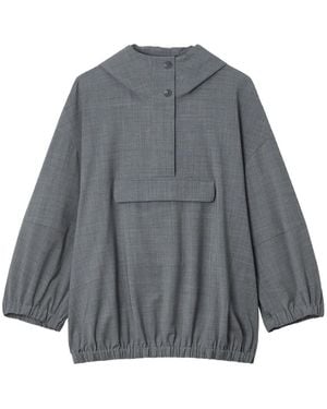 Enfold Hooded Flap-Pocket Hoodie - Grey