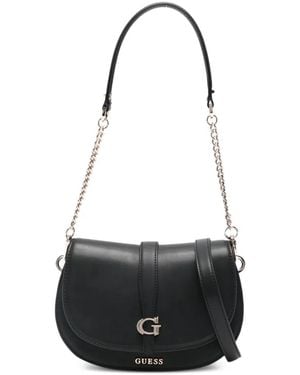 Guess Small Carrie G-Logo Shoulder Bag - White
