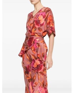 Nissa Falda Midi Estampada - Rojo