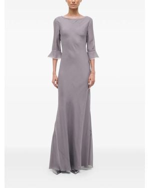 STAUD Vestido Largo Marais De Manga Tres Cuartos - Morado