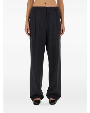Aspesi Virgin Wool Tailored Straight-Leg Trousers - Blue