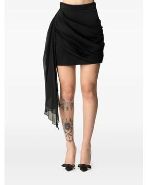 Elisabetta Franchi Sash-Detail Draped Mini Skirt - Black