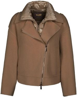 Moorer Layered Zip-Up Coat - Brown