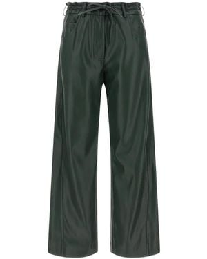 Nude Paperbag-Waist Wide-Leg Trousers - Green