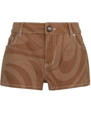 PUCCI Swirl-Print Cotton Shorts - Brown