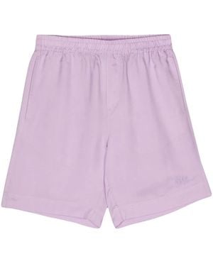 MSGM Logo-Embroidered Shorts - Purple