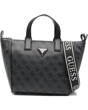 Guess Small Patterned Tote Bag - Black