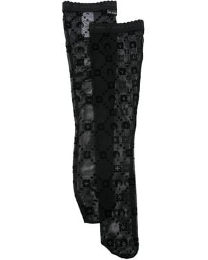 Marine Serre Moonogram-Mesh Socks - Black