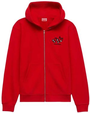 KENZO Sounds' Cotton Zip-Up Hoodie - Red