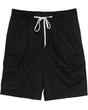 PT Torino Cargo-Pocket Drawstring Shorts - Black