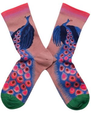 Bonne Maison Peacock-Intarsia Socks - Blue