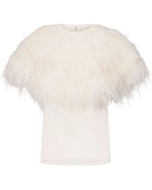 Loulou de Saison Iona Blouse Met Veren Afwerking - Wit
