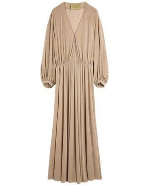 Momoní Geisli Lurex-Jersey Long-Sleeved Maxi Dress - Natural