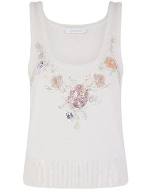 Rabanne Embroidered Wool Top - White