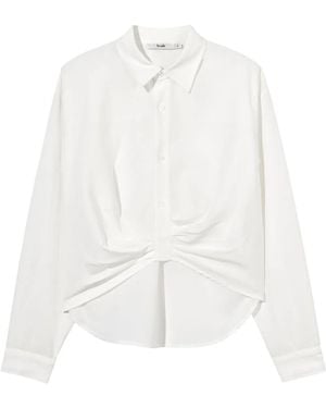 B+ AB Gathered-Detail Long-Sleeve Shirt - White