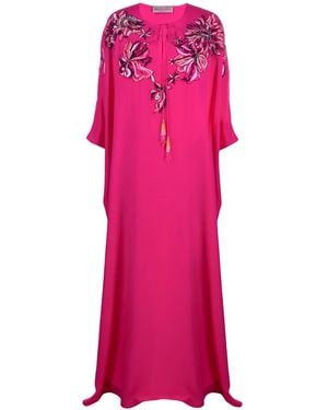PUCCI Caftán Largo Con Flores De Cuentas - Rosa