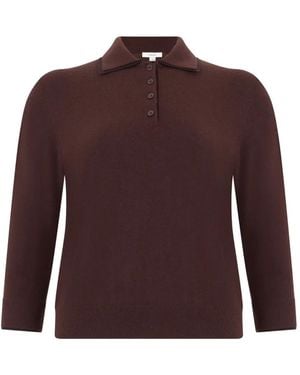 Vince Polo-Collar Long-Sleeved Sweater - Purple