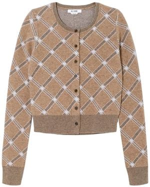 RE/DONE Cropped Vest Met Tartan Ruit - Naturel