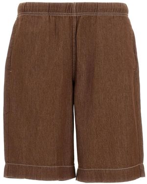 Paul Smith Contrast-Stitch Elasticated-Waist Shorts - Brown