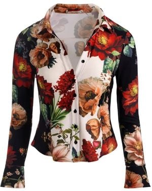 Alice + Olivia Camicia Freya A Fiori - Bianco