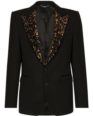 Dolce & Gabbana Stretch Wool Fabric Sicilia-Fit Tuxedo Jacket - Black