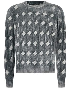 AROVESCIO Cable-Knit Diamond-Pattern Jumper - Grey