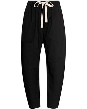 Lee Mathews Drawstring Cropped Cotton Trousers - Black