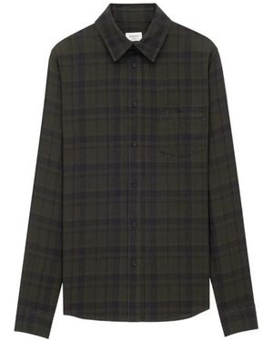 Saint Laurent Classic-Collar Checked Shirt - Black