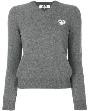 COMME DES GARÇONS PLAY Maglione Lavorato A Maglia Con Logo 'heart' - Grey
