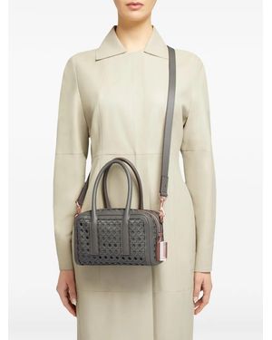 Aviteur Bolso De Hombro Cristallino De Piel Y Tejido Cannage - Neutro