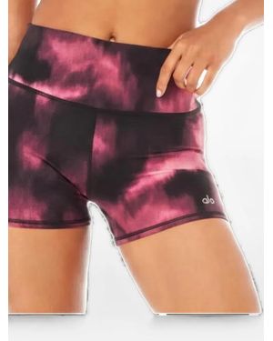 Alo Yoga Tie-Dye High-Waist Shorts - Red