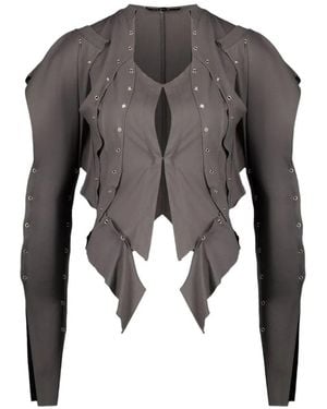 SRVC Studio Eyelet Long-Sleeve Blouse - Grey