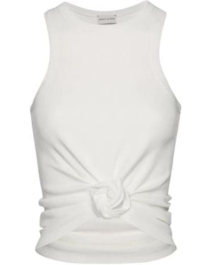 Magda Butrym Knot-Detail Fine-Ribbed Tank Top - White