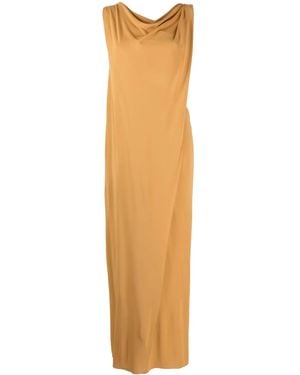Alberta Ferretti Draped Cut-Out Maxi Dress - Natural