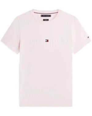 Tommy Hilfiger Logo-Embroidered T-Shirt - Pink
