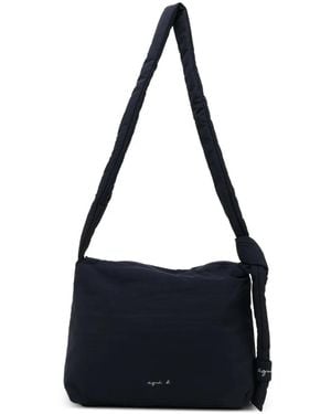 agnès b. Logo-Print Shoulder Bag - Black