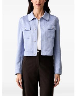 Morgan Flap-Pocket Cropped Jacket - Blue