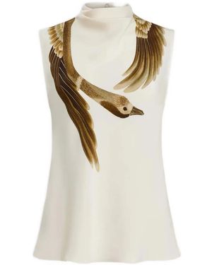 Altuzarra Arlie Draped Goose Print Blouse - White
