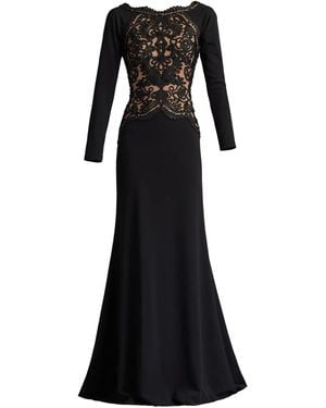 Tadashi Shoji Long-Sleeve Embroidered Gown - Black