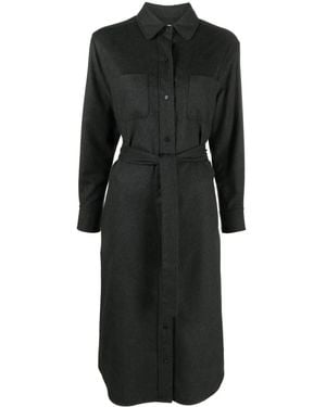 Thom Browne Silk-Blend Midi Shirt Dress - Black