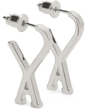 Ami Paris Ami De Coeur Engraved-Logo Earrings - White